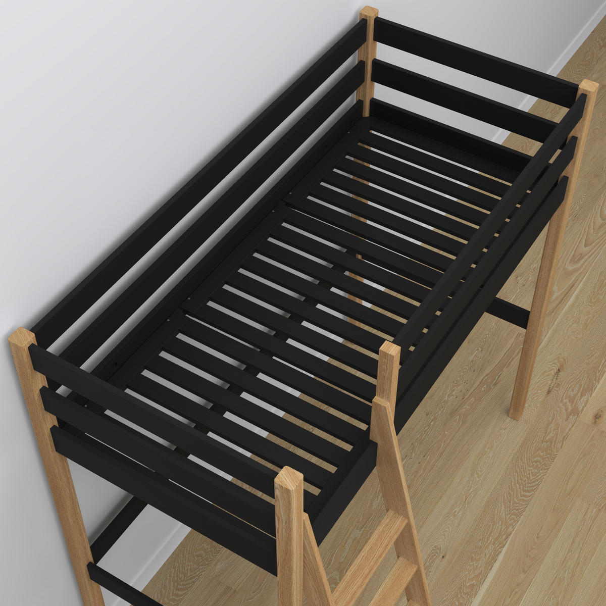 HOCHBETT N03 Schwarz / Eiche Natur 100/200 - Schwarz/Eiche Artisan, Naturmaterialien/Holz (100/200cm) - N-Wood