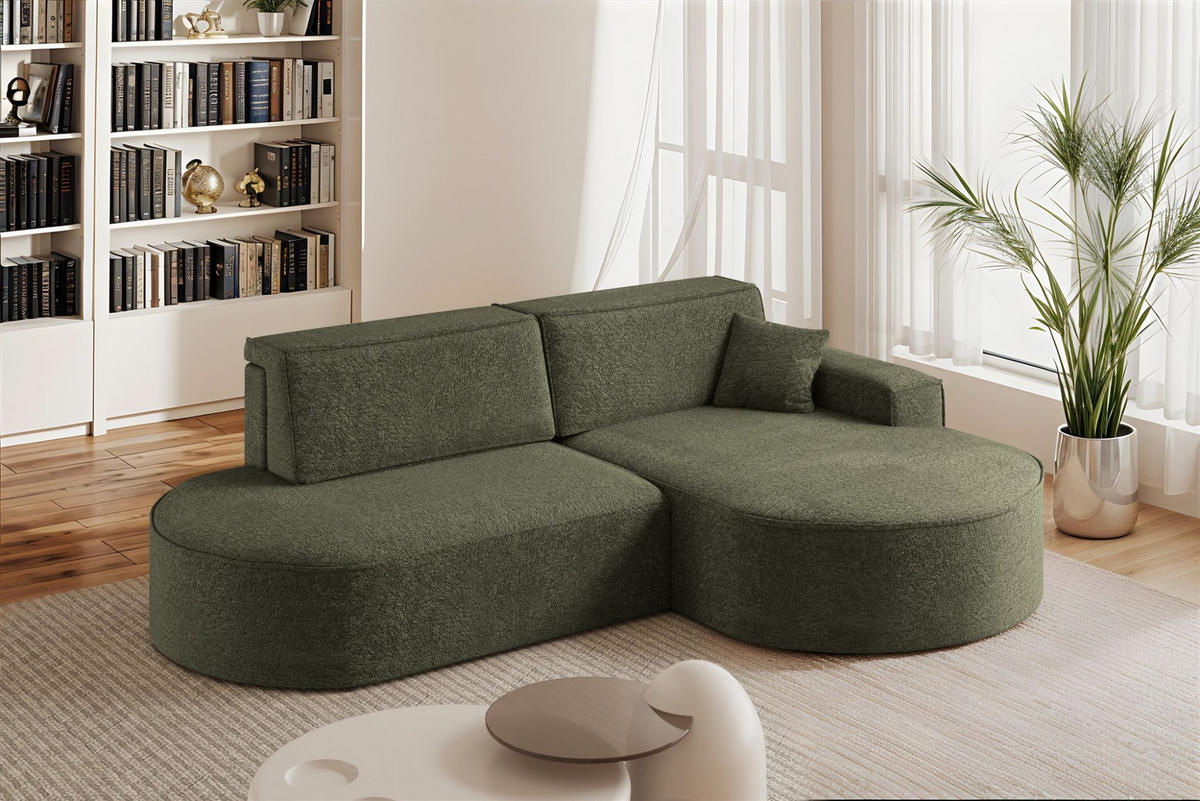 ECKSOFA Venedig Mit Schlaffunktion - Grün, Holzwerkstoff/Textil (278/179cm) - Fun Möbel