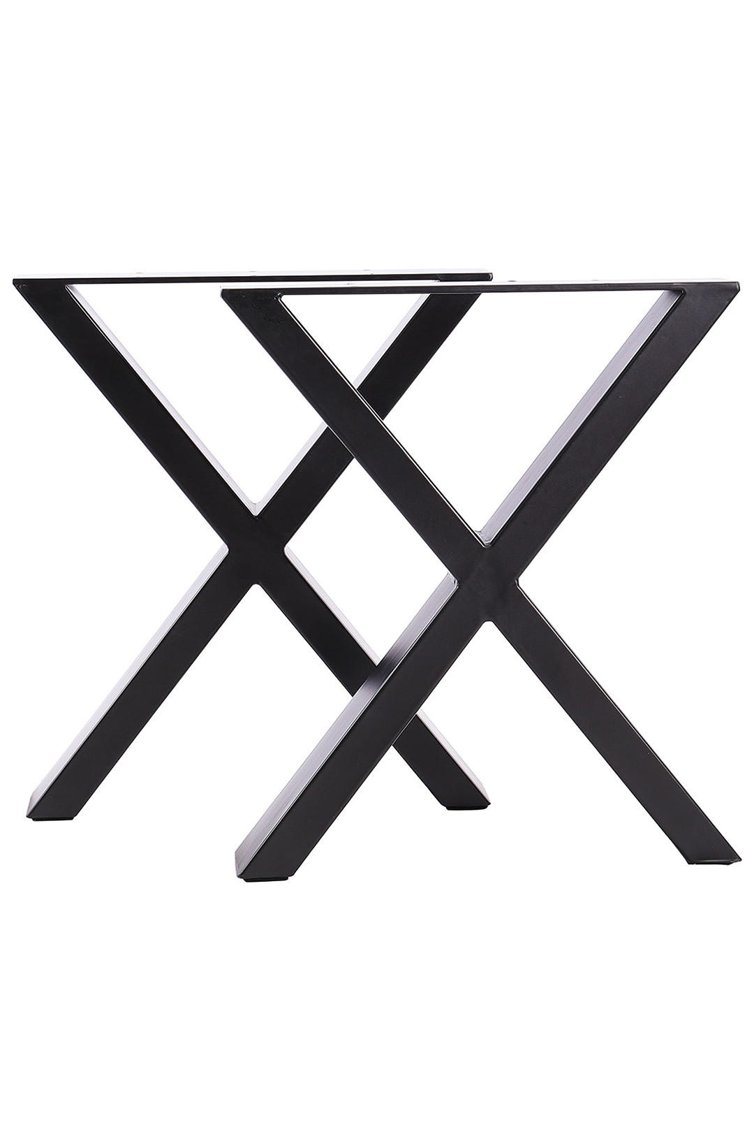 TISCHBEINE 2-tlg Set X-förmige aus Eisen in Schwarz 71-cm hohe 50 x 7 x 71 cm - Schwarz, Metall (50/71/7cm) - Livingandhome
