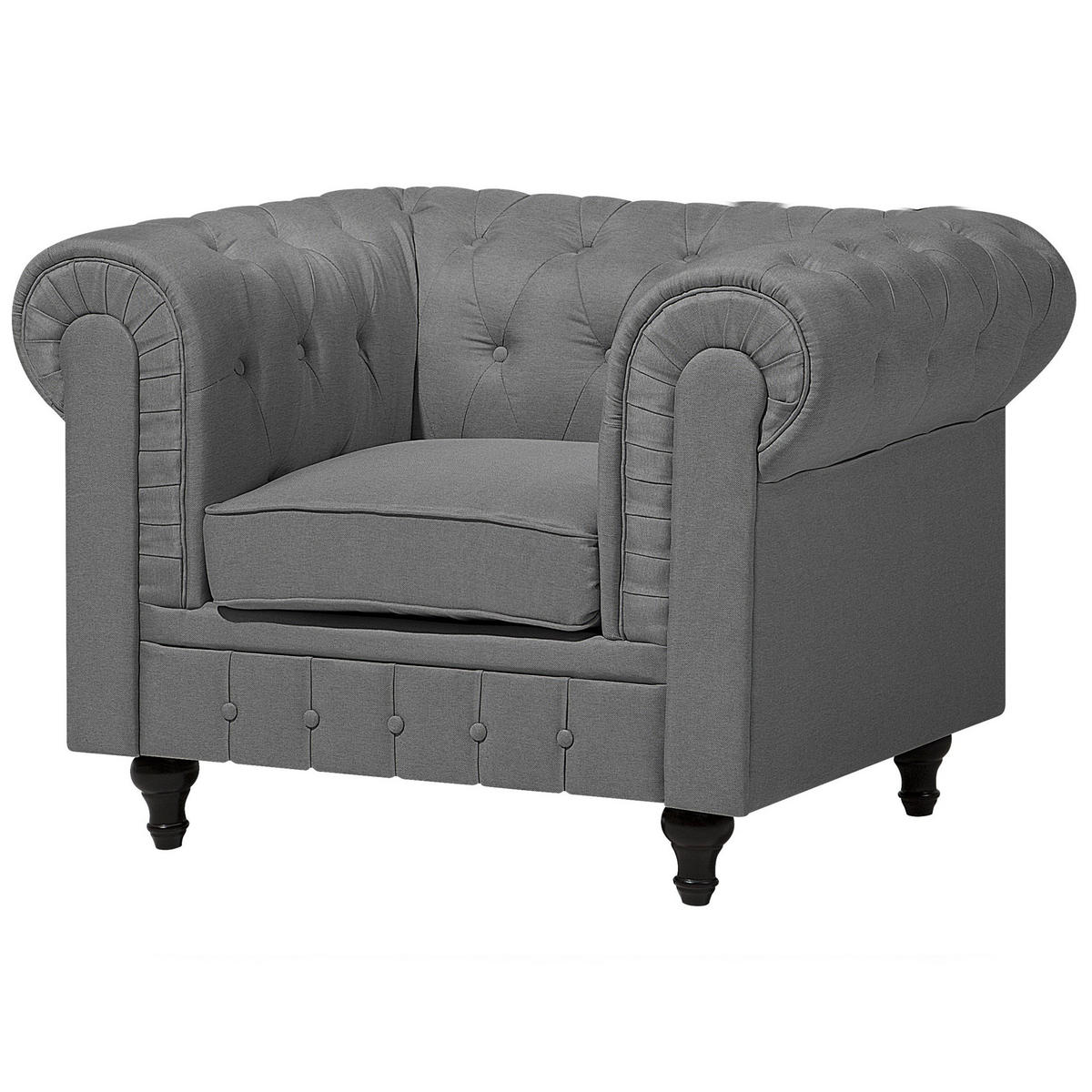 4-SITZER SOFA SET Polyester Hellgrau Chesterfield - Grau, Textil (222/79/85cm) - Beliani
