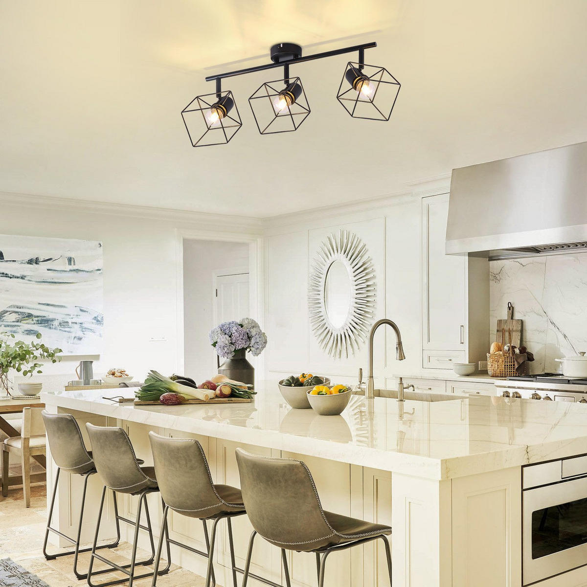 STRAHLER Fürth 3-flammig 48/10/17 cm - Schwarz, Metall (48/10/17cm) - Nettlife