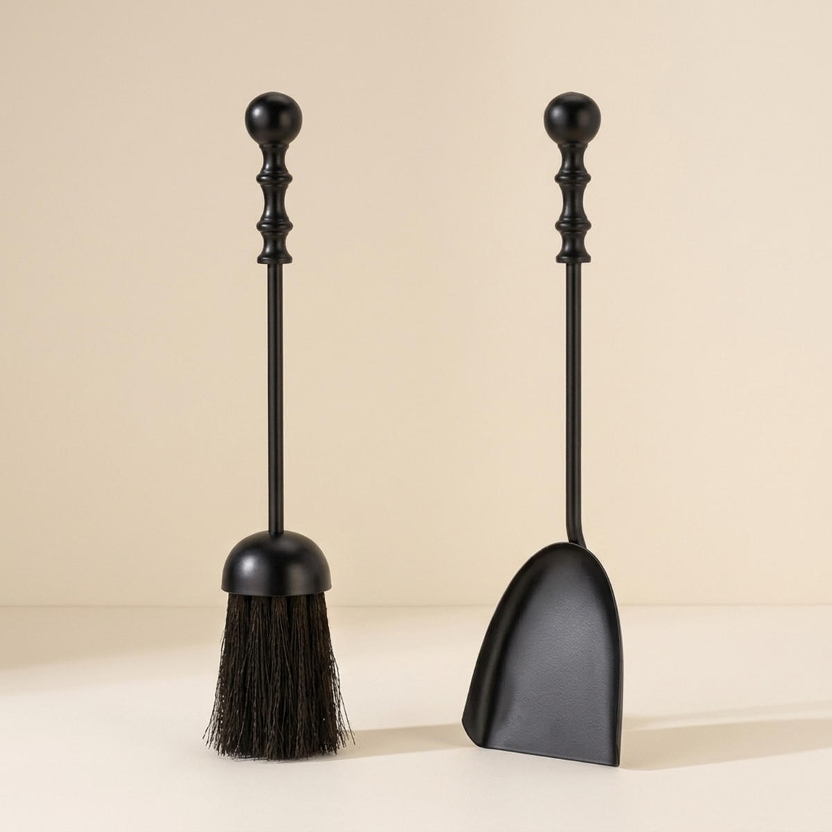 KAMINBESTECK Schwarz 5-teilig Metall mit Ständer - Schwarz, Textil/Metall (11.5/41/11.5cm) - Relaxdays