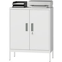 MEHRZWECKSCHRANK 80/40/100 cm mit 2 verstellbaren Einlegeböden und Schloss, aus Stahl, Weiß - Weiß, Metall (80/100/40cm) - Redom