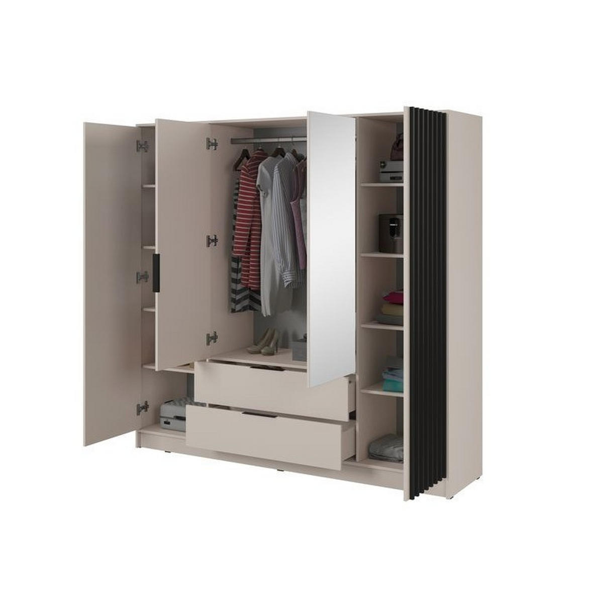 KLEIDERSCHRANK – 206 cm – Nelly – Kaschmir - Kaschmir, Holzwerkstoff (206/200/51cm) - hi-markt