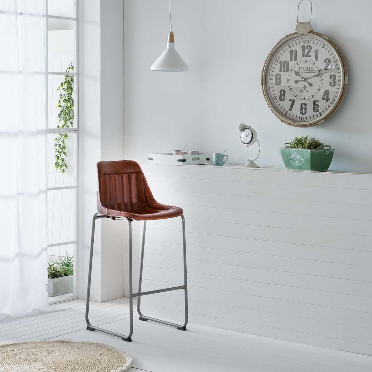 HOCKER aus Metall, braun, 46x50x106cm - Braun, Fell (46/106/50cm) - Wanderlust