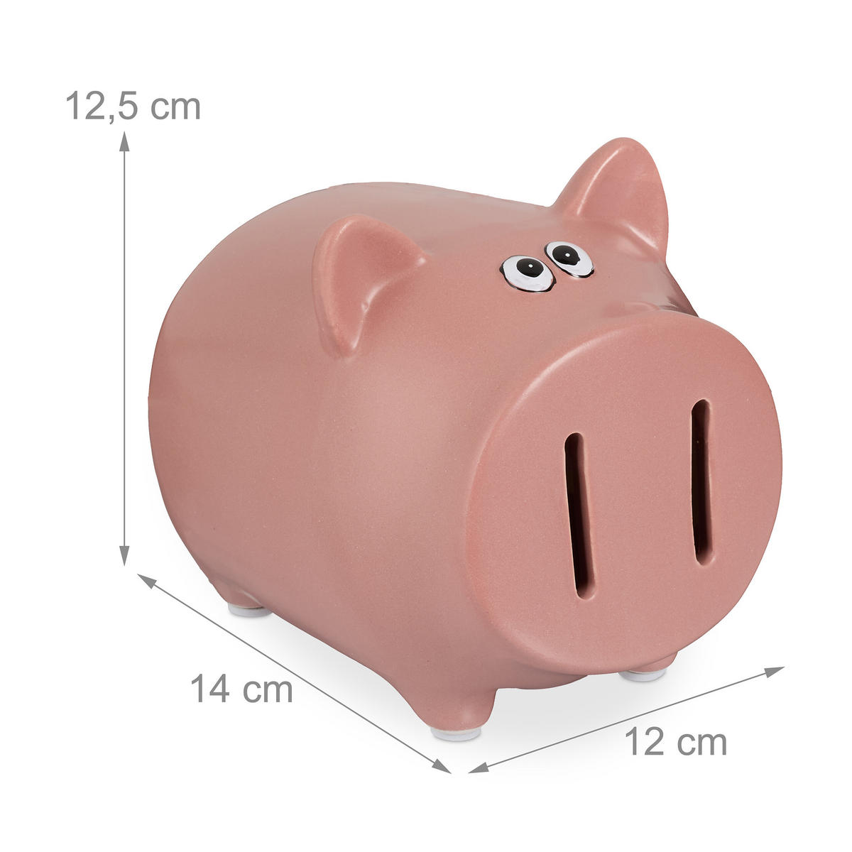 SPARSCHWEIN - Rosa, Stein/Textil (12/12.5/14cm) - Relaxdays