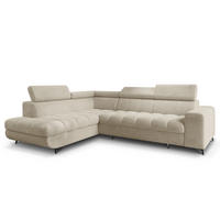 ECKSOFA MORIVA Q L-S Creme Boucle-Stoff mit Schlaffunktion - Creme, Holzwerkstoff/Textil (253/190cm) - MASSENO