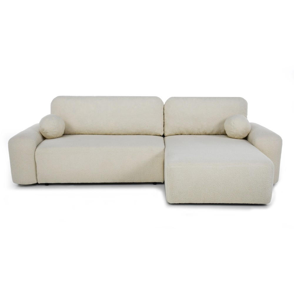 ECKSCHLAFSOFA Noel mit universelle Ottomane, Beige - Beige/Schwarz, Textil (280/163cm) - Beautysofa