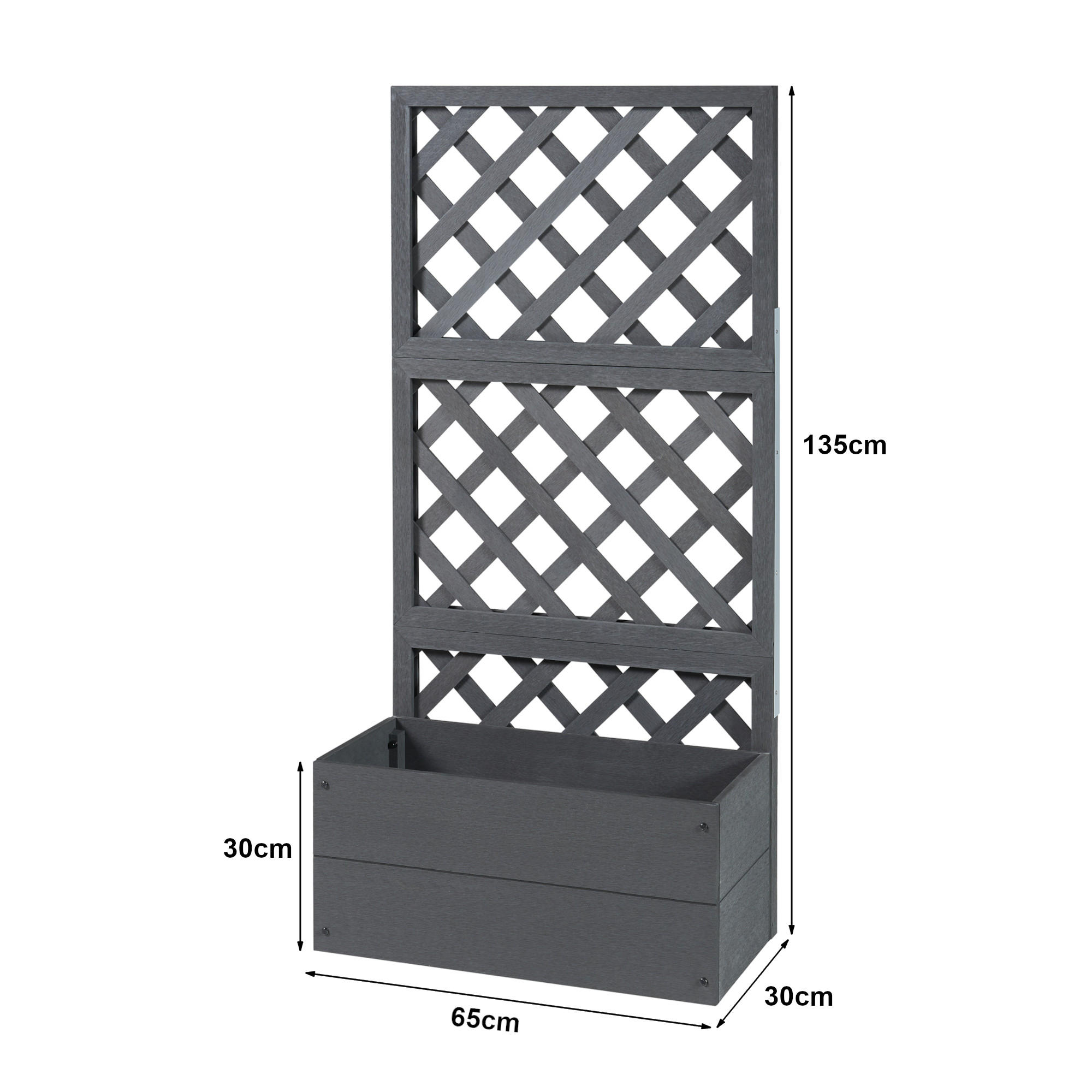 BLUMENKASTEN Amstelveen - Grau, Kunststoff (65/135/30cm) - [en.casa]