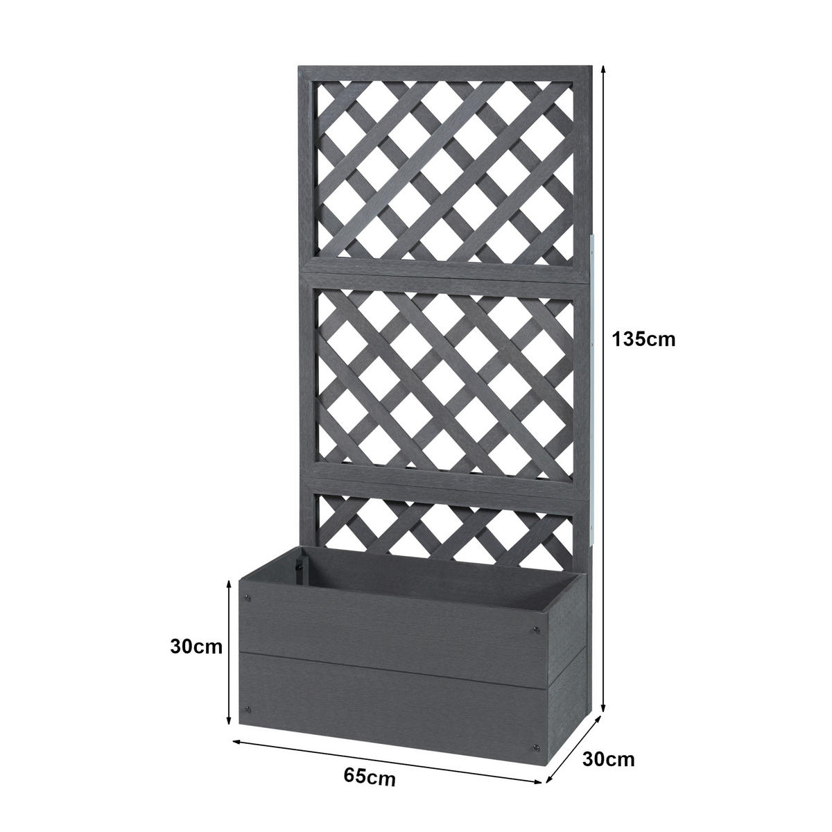 BLUMENKASTEN Amstelveen - Grau, Kunststoff (65/135/30cm) - [en.casa]