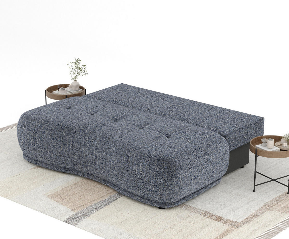 SCHLAFSOFA Cirrus Marineblau Webstoff - Schwarz/Dunkelblau, Holz/Holzwerkstoff (206/95/105cm) - Maison de Reve