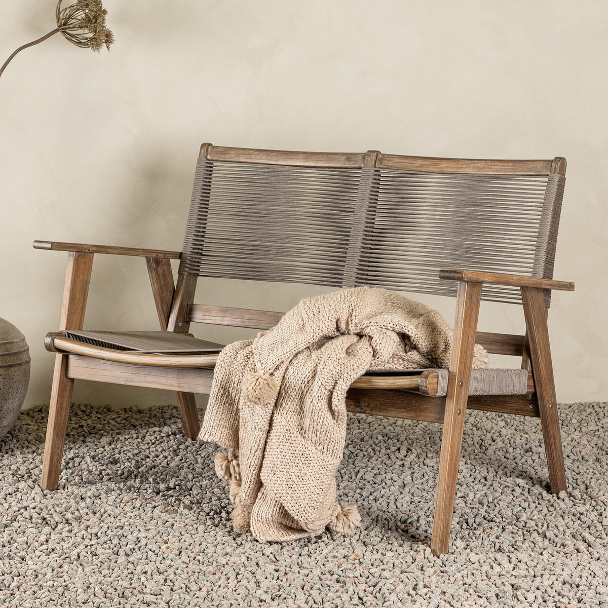 GARTENBANK - Braun - Holz teilmassiv - 120 x 88 x 72 cm - Taupe/Graubraun, Holz (120/88/72cm) - home24