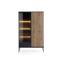 VITRINE - Highboard Sentino STSZ104 LED - Schwarz, Holzwerkstoff/Metall (104/166/39cm) - Möblo