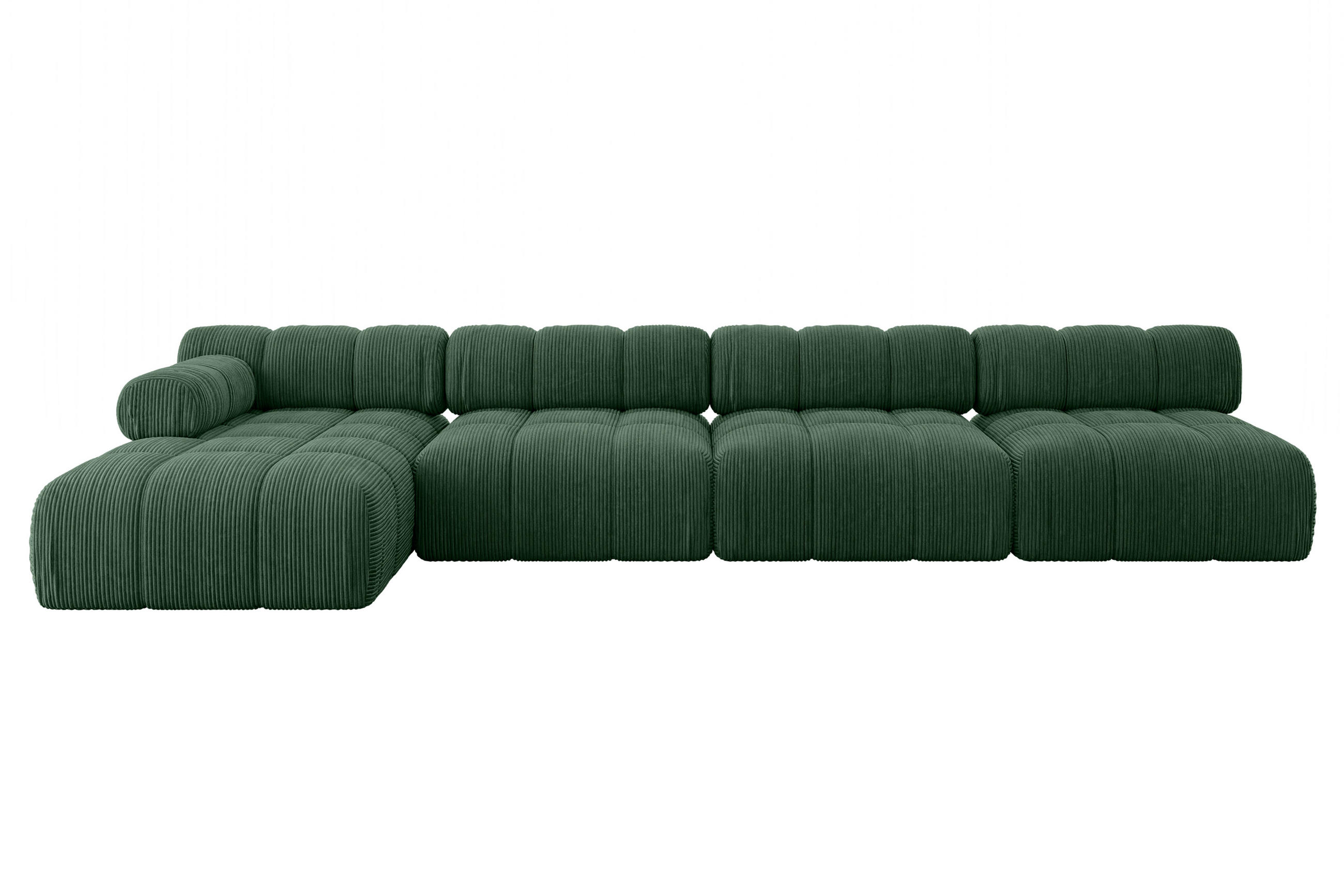 ECKSOFA modulares Sofa Razon-L3 - 380x160x70 cm Grün Cord - Grün, Holzwerkstoff/Textil (380/160cm) - ALTDECOR