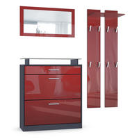 GARDEROBE Loret Front in Bordeaux Hochglanz - Bordeaux, Holzwerkstoff (180/200/23cm) - Vladon