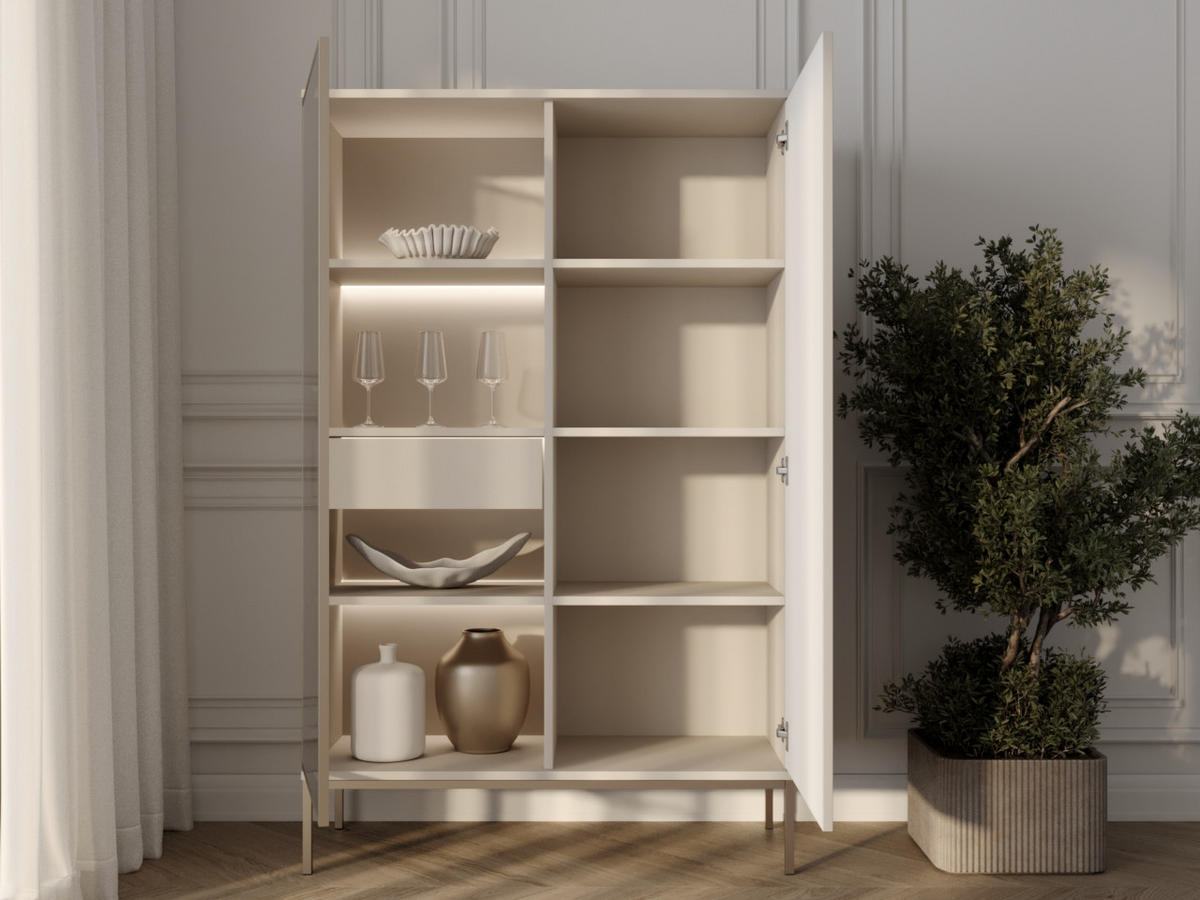 VITRINE Kaschmir 104/166/39 cm Deo - Kaschmir/Champagner, Naturmaterialien/Glas (104/166/39cm) - Graingold