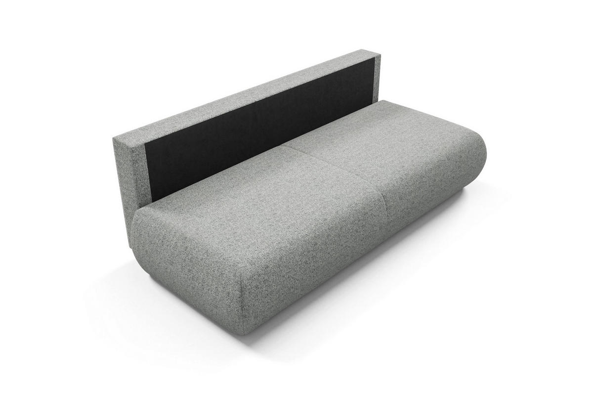 BETTSOFA DELTA Grau Geflochtener Stoff mit Schlaffunktion - Grau, Holz (214/74/100cm) - MASSENO