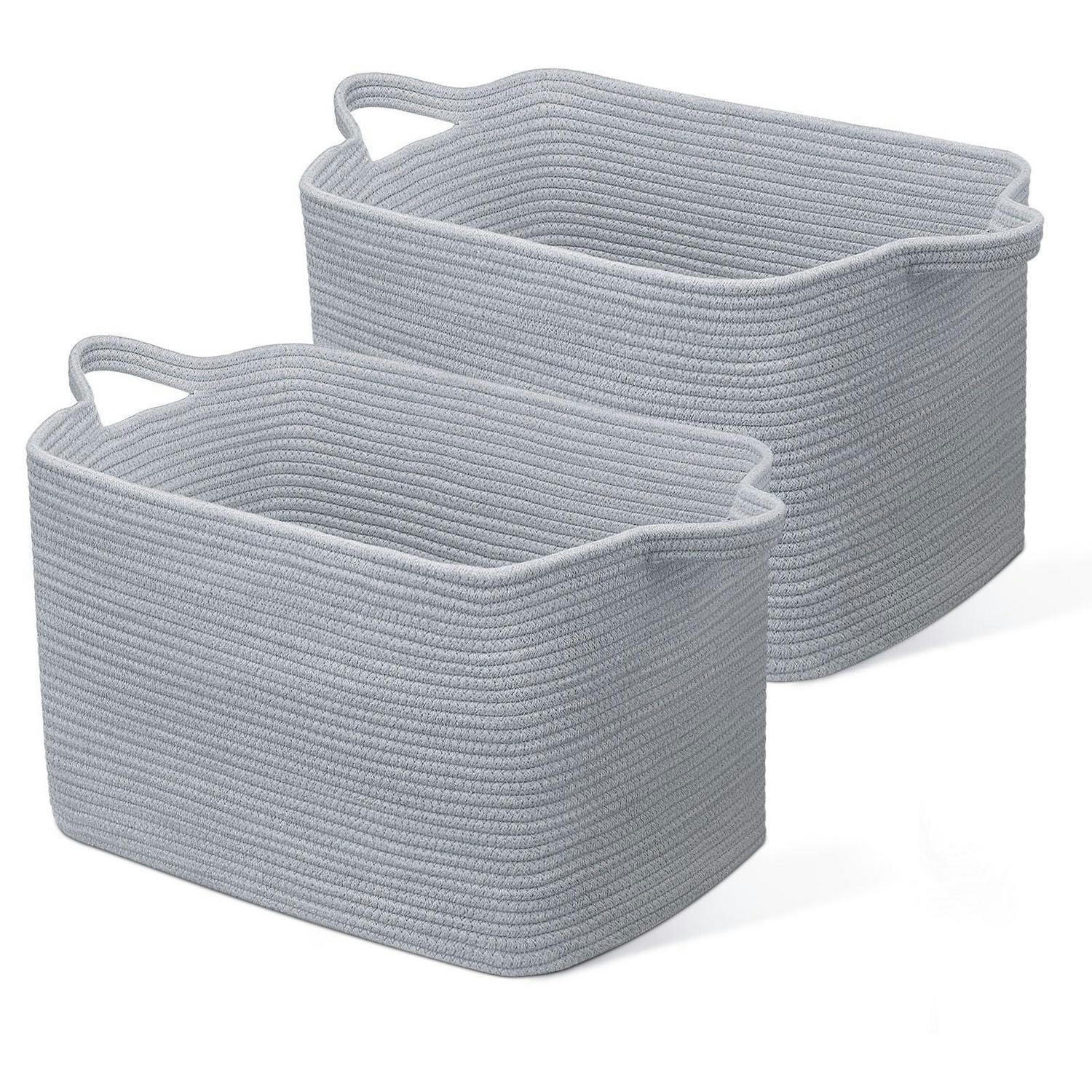 WÄSCHEKORB 2-teiliges Set Baumwolle Grau 63L - Grau, Textil (38/30/55cm)