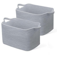 WÄSCHEKORB 2-teiliges Set Baumwolle Grau 63L - Grau, Textil (38/30/55cm)