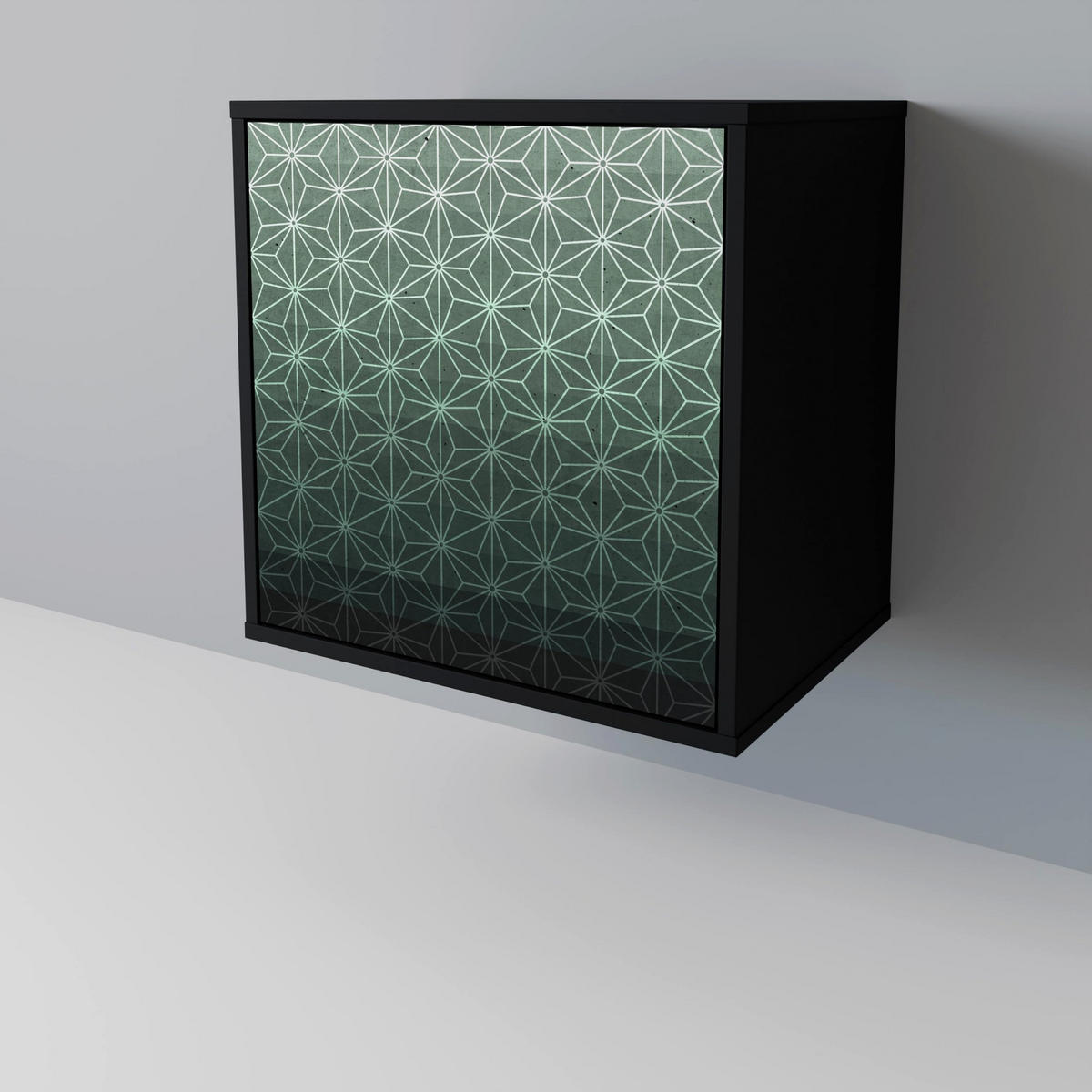 SIDEBOARD ORNAMENTAL GLIMMER, Schwarz, 57,5x42x67,5 cm, Schwarze Metall-Rahmenfüße - Multicolor/Schwarz, Holzwerkstoff/Metall (57.5/67.5/42cm) - SpaceRebels