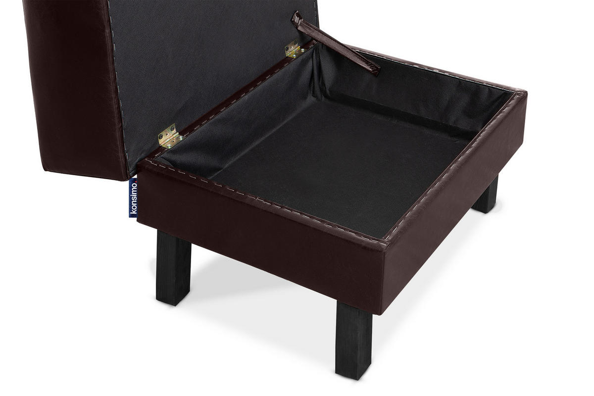 SITZHOCKER ESPECTO auf hohen Holzbeinen, dunkelbraun - Dunkelbraun/Schwarz, Textil (58/47/56cm) - KONSIMO®