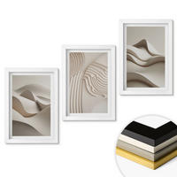 WANDBILDER 3er-Set - 20x30 cm Weißer Rahmen - Abstrakte beige Wellen - Weiß, Kunststoff (20/30cm) - ArtPrintCave