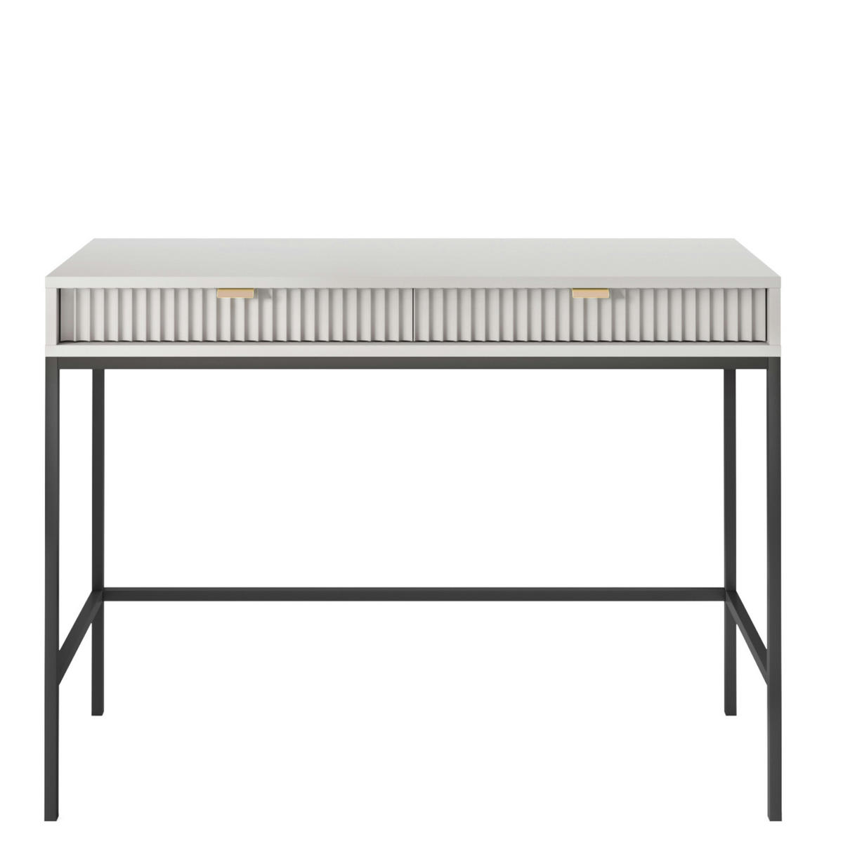 SCHMINKTISCH NANAIMO TOA1-2S Profilierte Fronten, Grau - Grau, Holzwerkstoff/Kunststoff (104/77/50cm) - Komodee