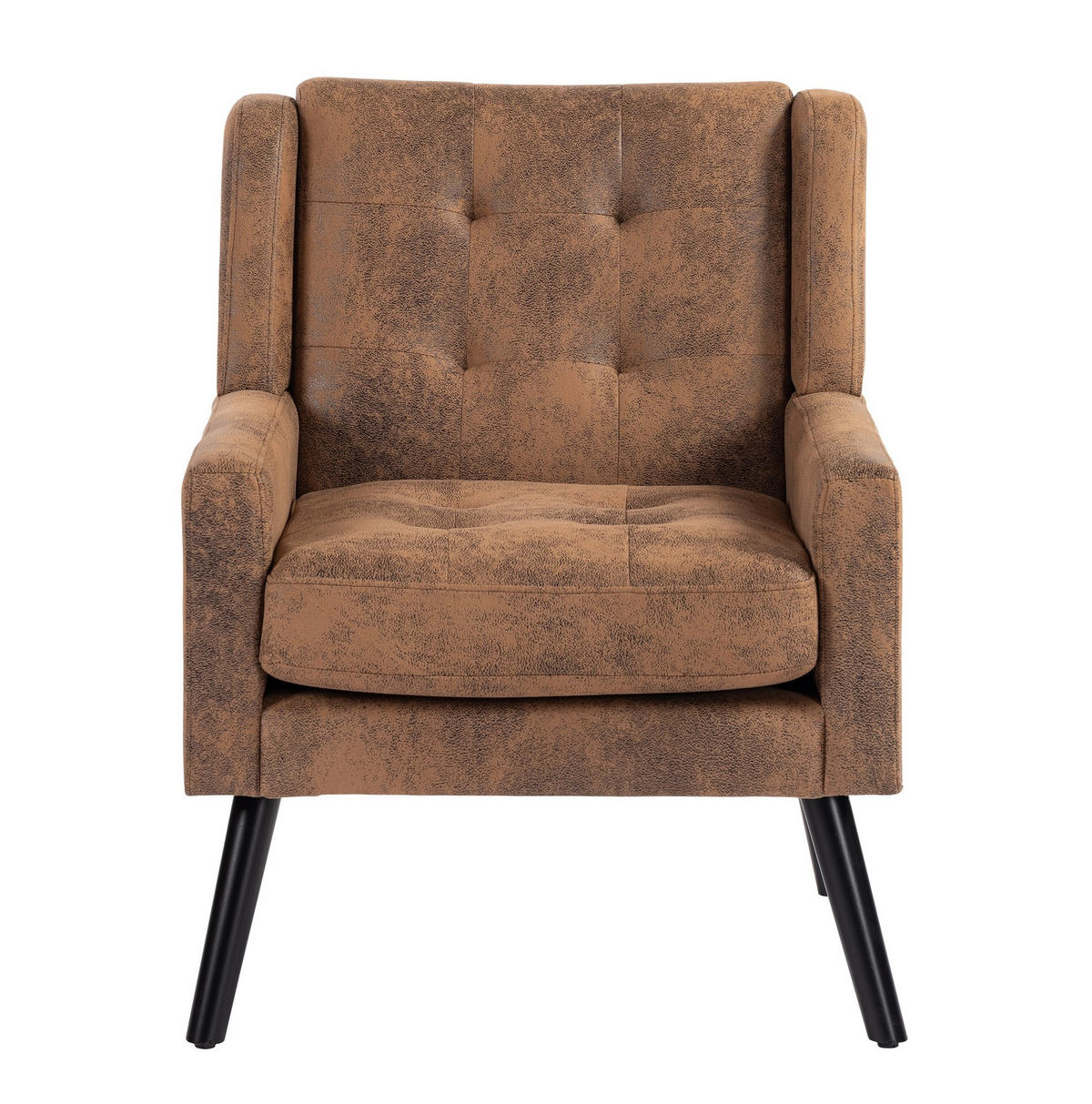 ČALOUNĚNÉ křeslo s prošíváním, silným polstrováním a nohami z masivního dřeva, Kávová - tmavě hnědá, textil (76/88/68cm) - Redom