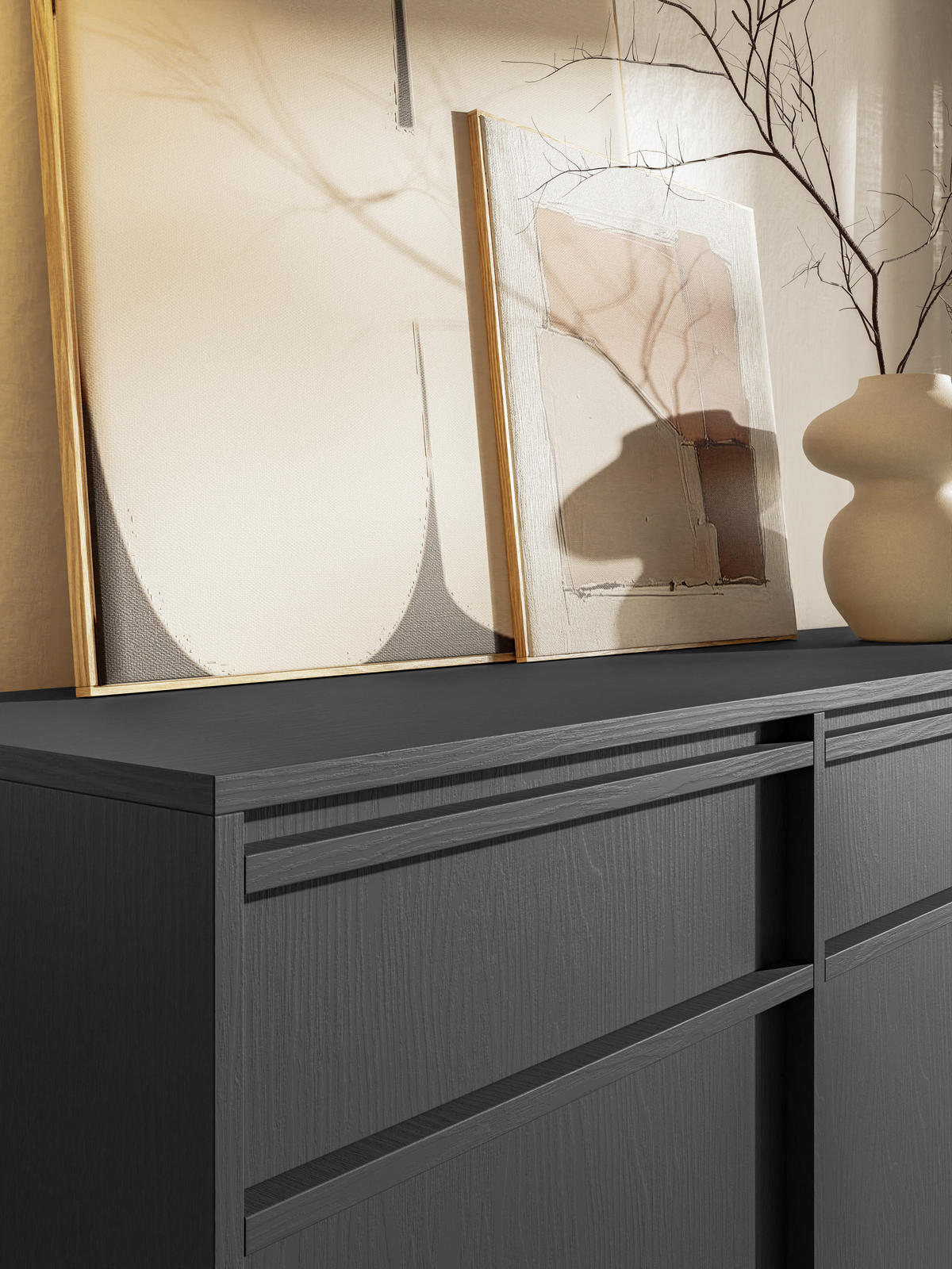 SIDEBOARD Evo Schwarz mit Metallgestell 154 cm - Anthrazit/Schwarz, Holzwerkstoff/Metall (154/89/39cm) - Selsey