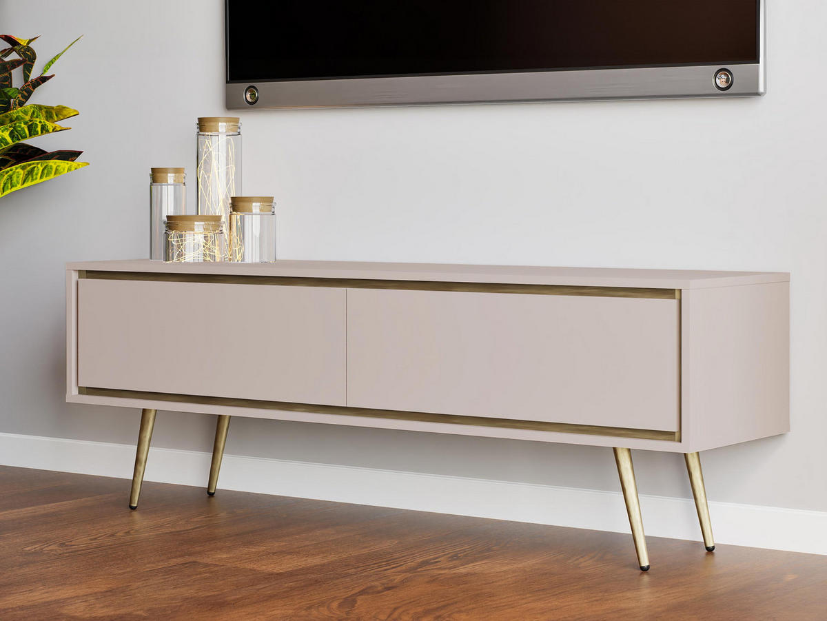 TV-LOWBOARD Tori 02 - Kaschmir/Goldfarben, Holzwerkstoff/Metall (150/50/40cm) - MIRJAN24