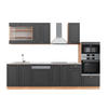 KÜCHENZEILE Fame-Line Anthrazit Landhaus/Goldkraft Eiche 300 cm AP Marmor - Dunkelgrau/Eiche Wotan, Holzwerkstoff (300/81.6/60cm) - Vicco