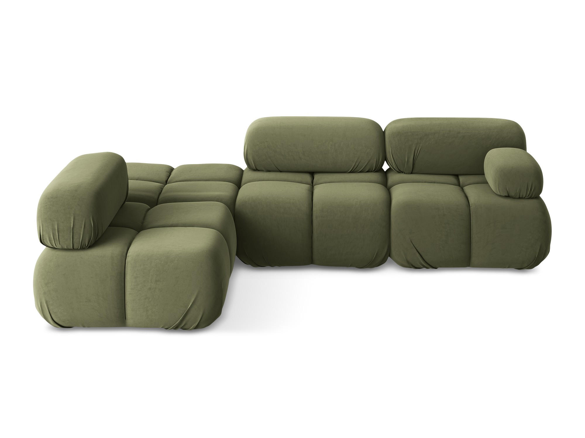 ECKSOFA Links Samt Stoff Grün - Schwarz/Olivgrün, Kunststoff/Textil (190/285cm) - Makamii