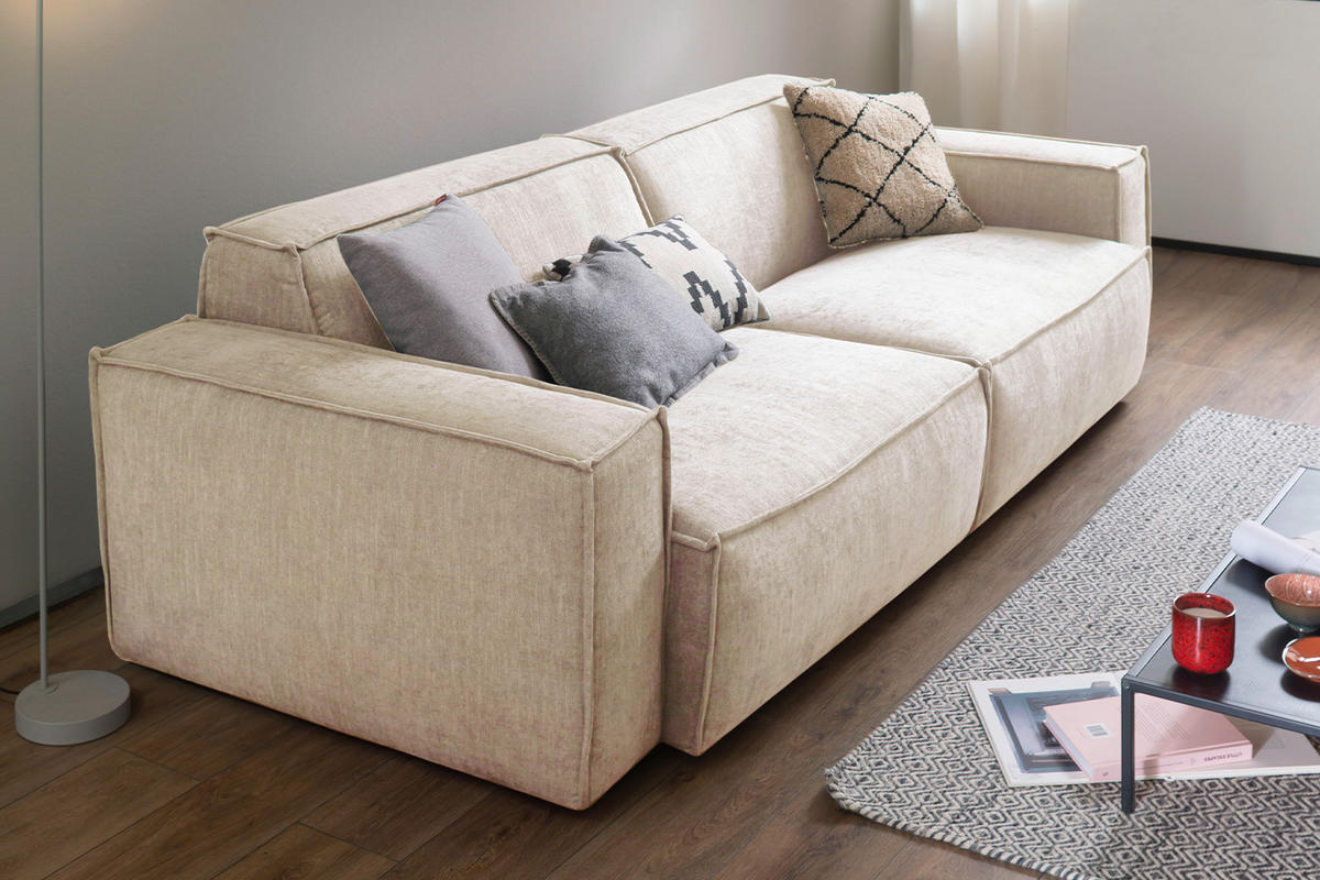 SITZGRUPPE SAMU Beige Webstoff - Greige/Beige, Kunststoff/Textil (256/72/106cm) - KAWOLA