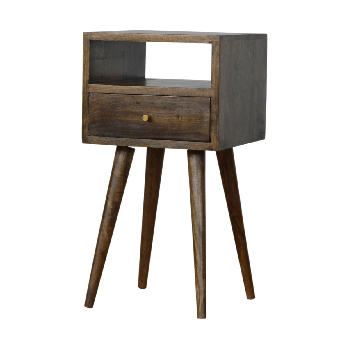 NACHTTISCH 1 Schublade, 1 offenes Regal, Graubraun - Braun, Holz (30/57/30cm) - Artisan Furniture