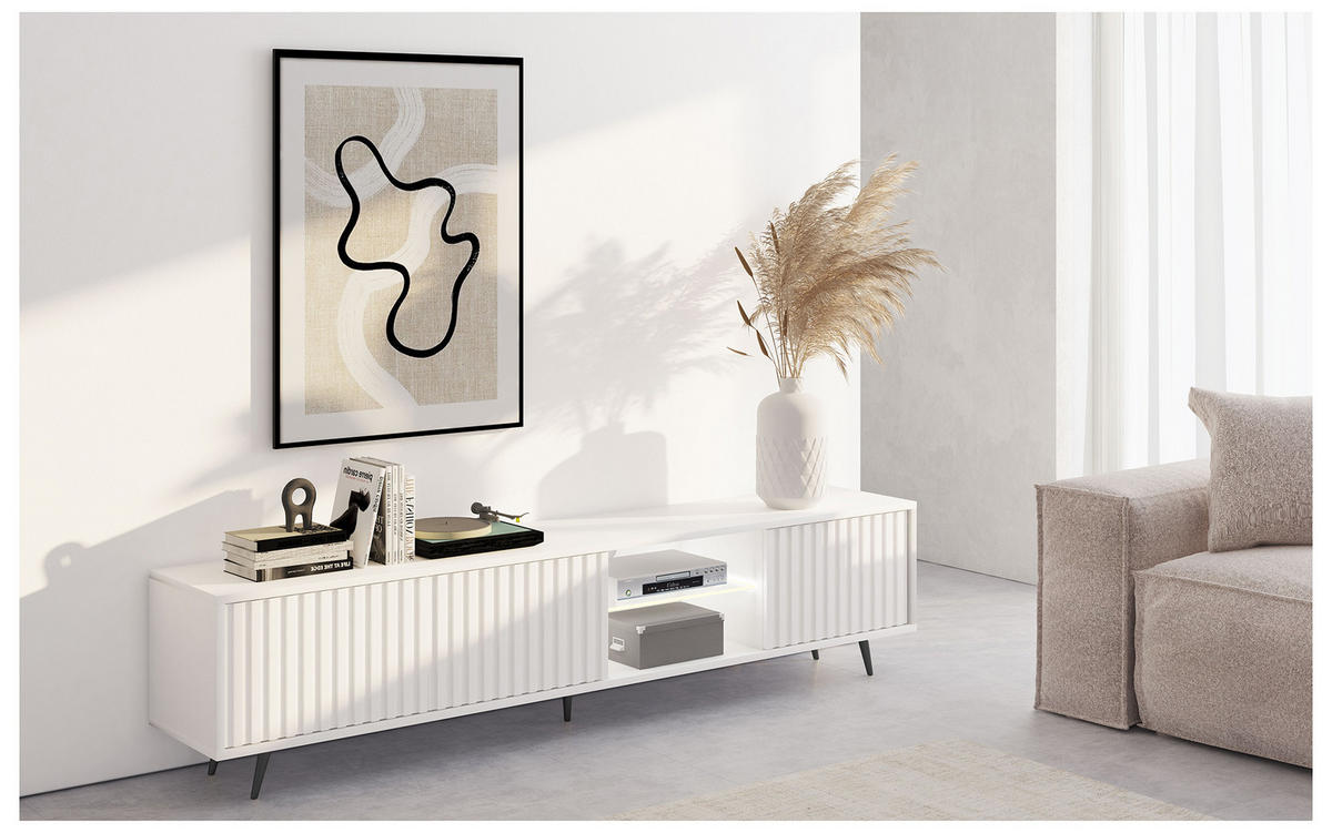 TV-SCHRANK Bello Weiß Schwarz 175 cm - Weiß, Holzwerkstoff (175/43.5/31.3cm) - Selsey