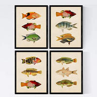 POSTER Set mit 4 Andaman von 12 verschiedenem Fisch A3 Rahmenlos - Klar, Papier (29.7/3cm) - Nacnic