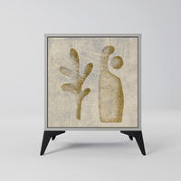 SIDEBOARD SAND SCULPTURES, Grau, 57,5x42x70,5 cm, Schwarze Metall-Sternfüße - Multicolor/Schwarz, Holzwerkstoff/Metall (57.5/70.5/42cm) - SpaceRebels