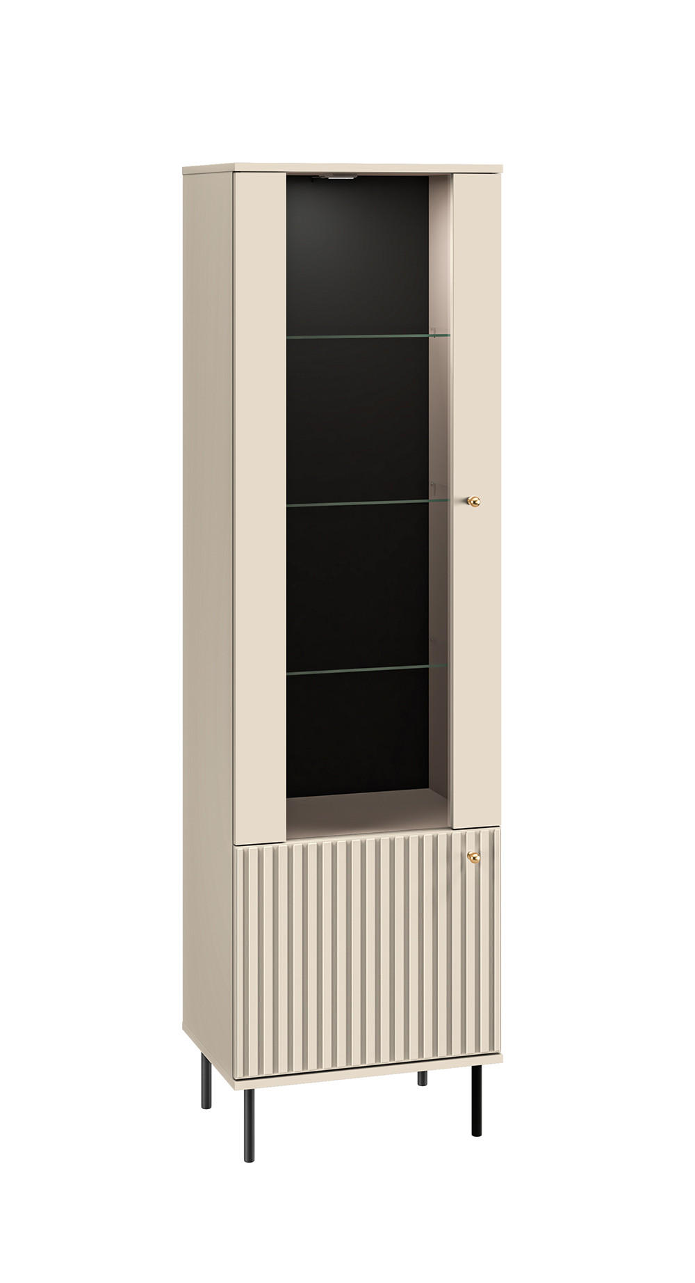 STANDVITRINE Sophie kaschmir matt 55 / 40 / 190cm - Kaschmir/Beige, Holz/Holzwerkstoff (55/190/40cm) - Feldmann-Wohnen