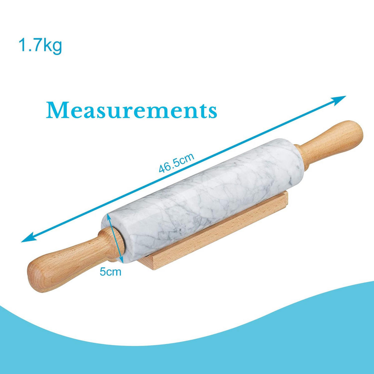 NUDELHOLZ aus Marmor mit Ablage - Weiß, Stein (46.5cm) - Intirilife