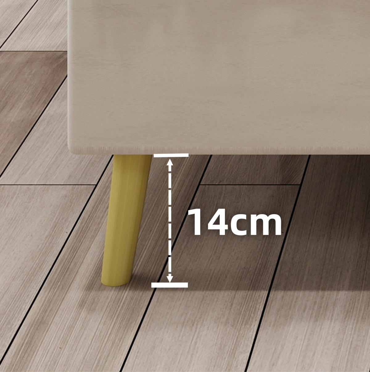 KINDERBETT 90/200 cm beige aus Stoff und Metall mit Stauraum - Beige, Textil (90/200cm) - OKWISH