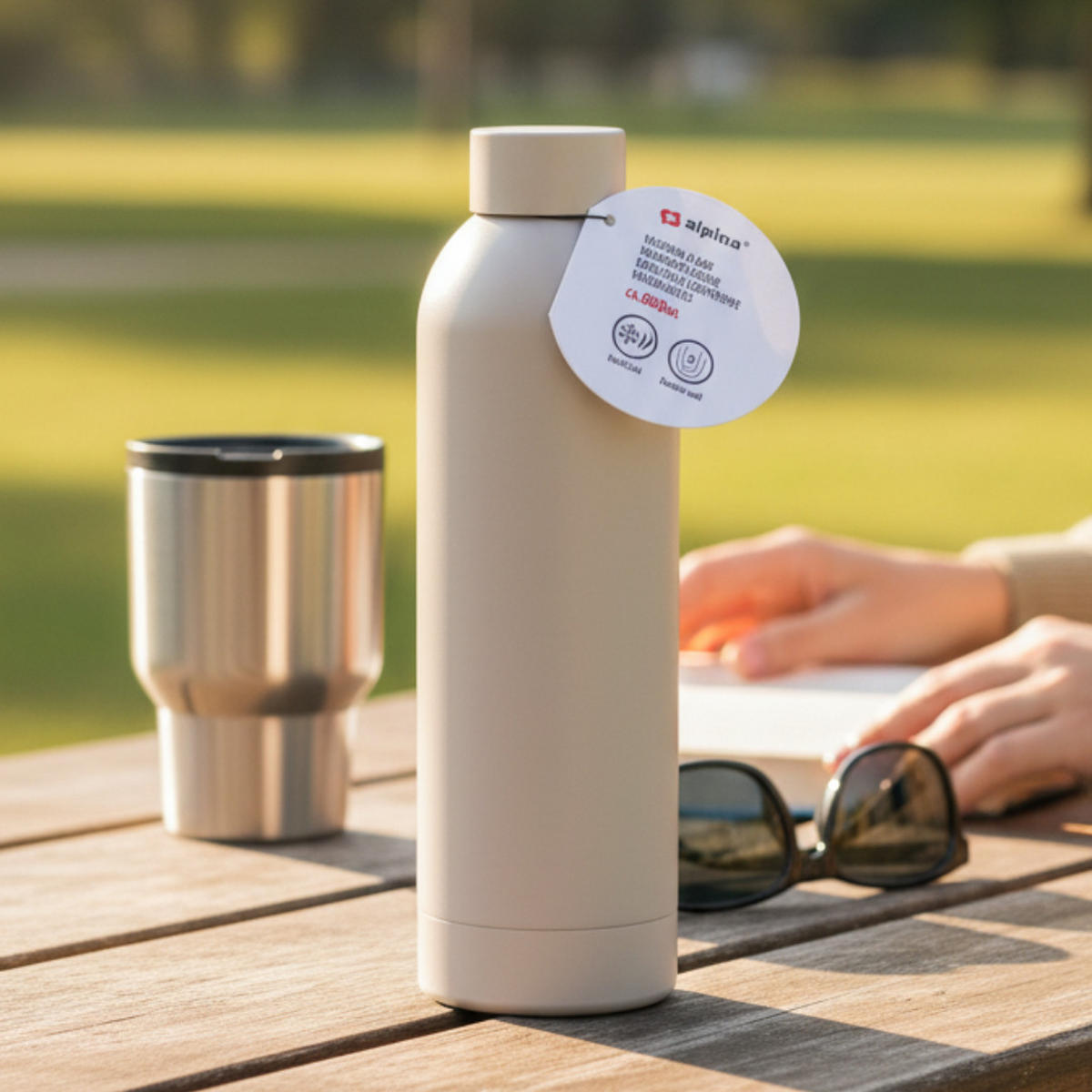 TRINKFLASCHE Aluminium 600 ml Beige auslaufsicher - Beige, Metall (0.6L) - Alpina