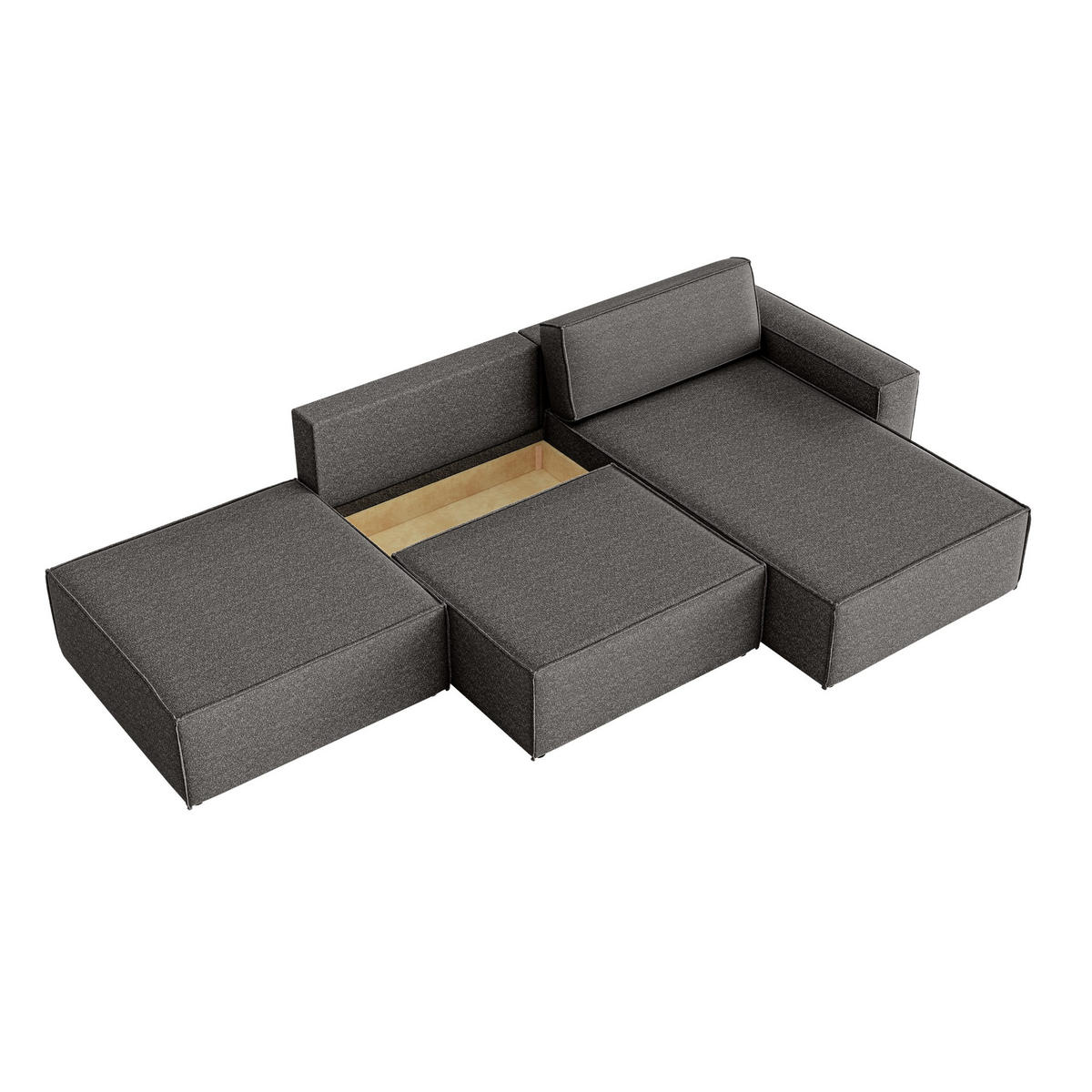 ECKSOFA Lummo Re mit Schlaffunktion, Graphit - Graphitfarben, Textil (323/185cm) - Fedve