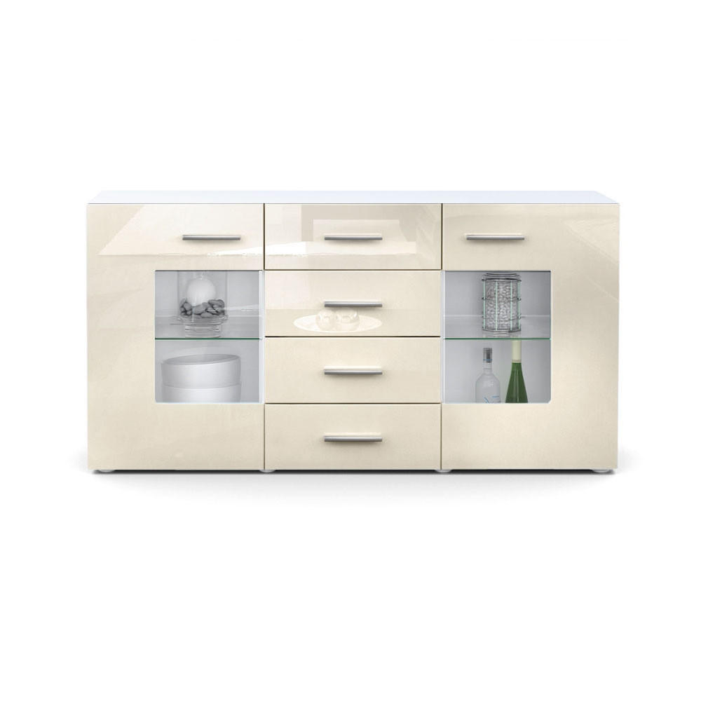 SIDEBOARD Noah Creme Hochglanz - Creme, Holzwerkstoff (139/72/35cm) - Vladon