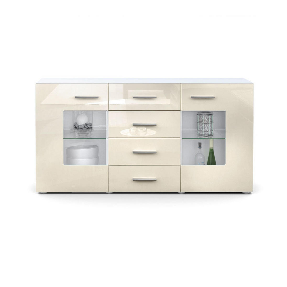 SIDEBOARD Noah Creme Hochglanz - Creme, Holzwerkstoff (139/72/35cm) - Vladon
