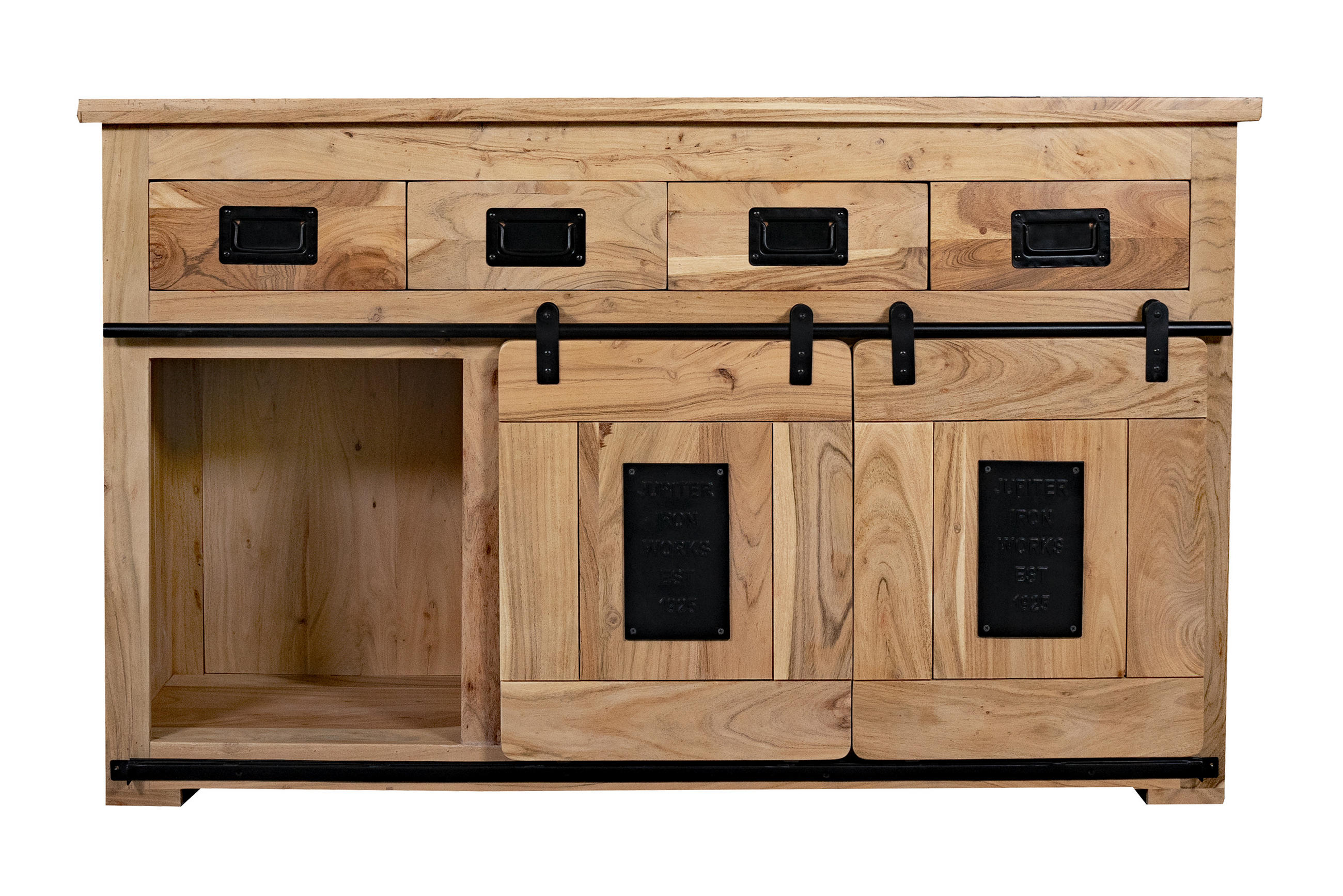 SIDEBOARD LIBRO - Beige/Naturfarben, Akazienholz/Holz (150/90/45cm) - SAM