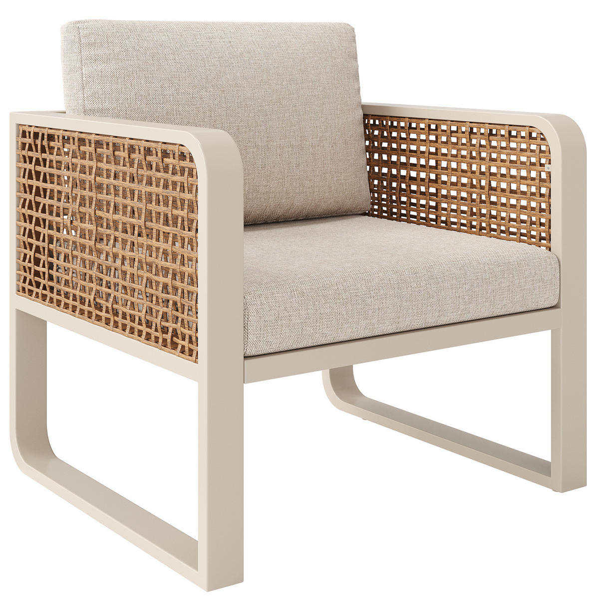 GARTENMÖBEL 178x61x76cm beige aus PE-Rattan - Beige, Metall - Modfu