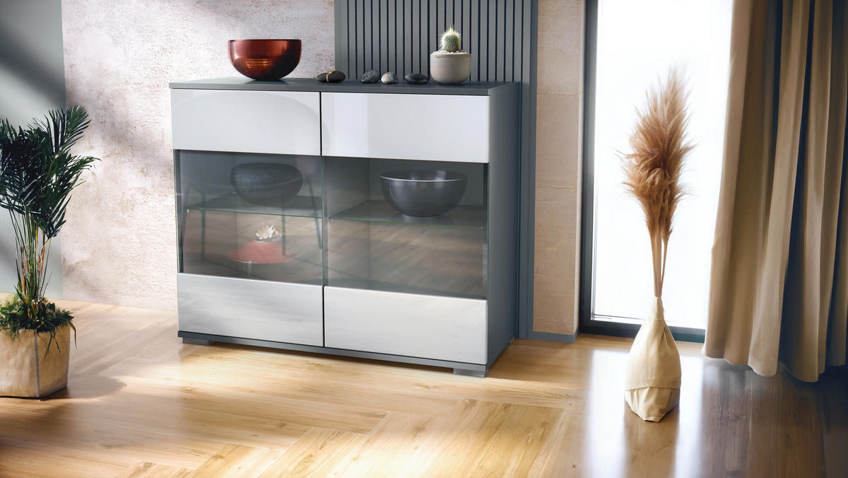 KOMMODE Bari Weiß Hochglanz - Weiß Hochglanz, Holzwerkstoff (92.5/75.5/35cm) - Vladon