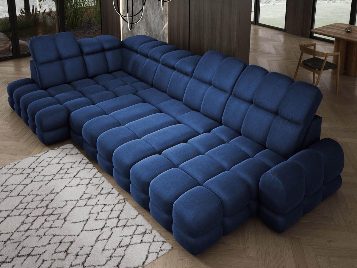 ECKSOFA TOLLO Solar-stoff U-form 400x217x105 cm blau - Blau, Holz/Textil (400/217cm) - DomoHome