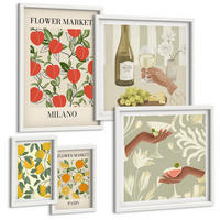 BILDER SET 5er Set - 50x50 cm & 20x30 cm & 40x60 cm Weißer Rahmen - Strandmotive, Muscheln, Wellen - Weiß, Kunststoff (40/60cm) - TULUP
