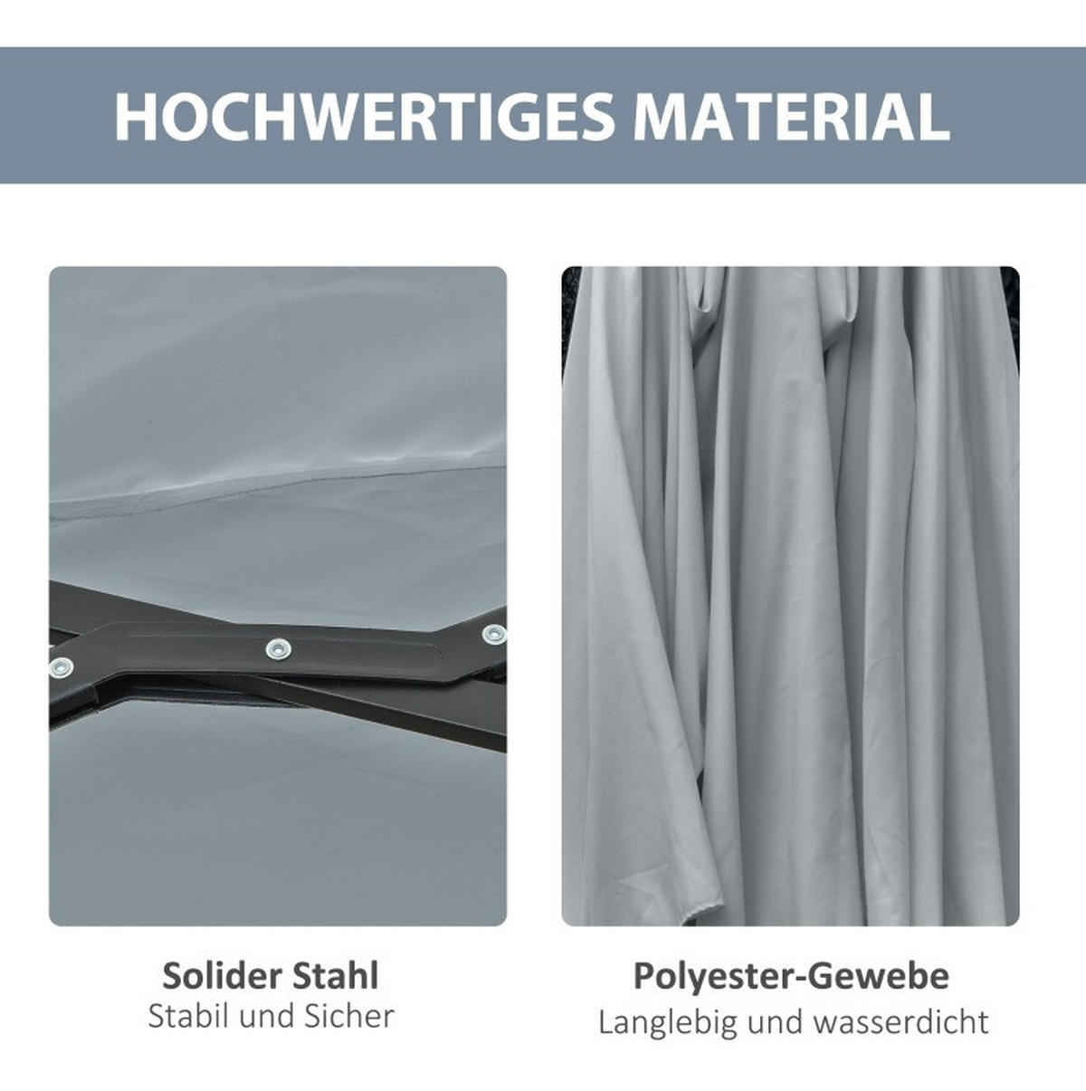 DOPPEL-SONNENSCHIRM aus Stahl 460x270x240 cm in Rot mit Handkurbel - Rot, Metall (270/460cm) - Modfu